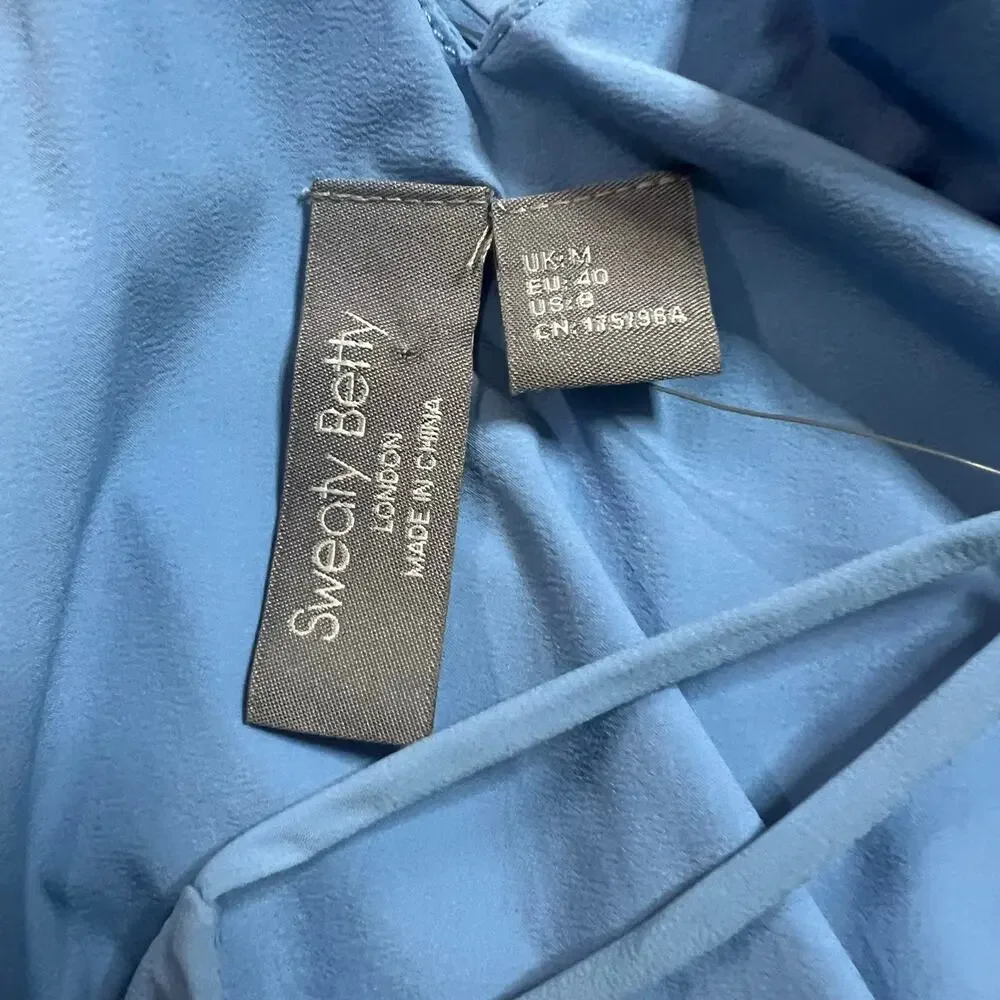 Sweaty Betty Karma Jumpsuit w Pockets Medium Regatta Blue Blouson Athleisure New